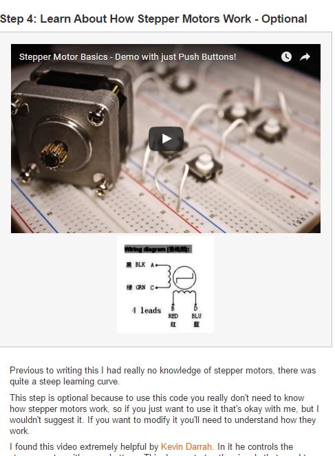 Here I link to a video on stepper motors and describe stepper motors at the most basic level.